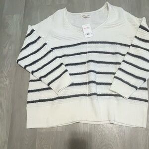 Lucky Brand Black and White Striped Sweater